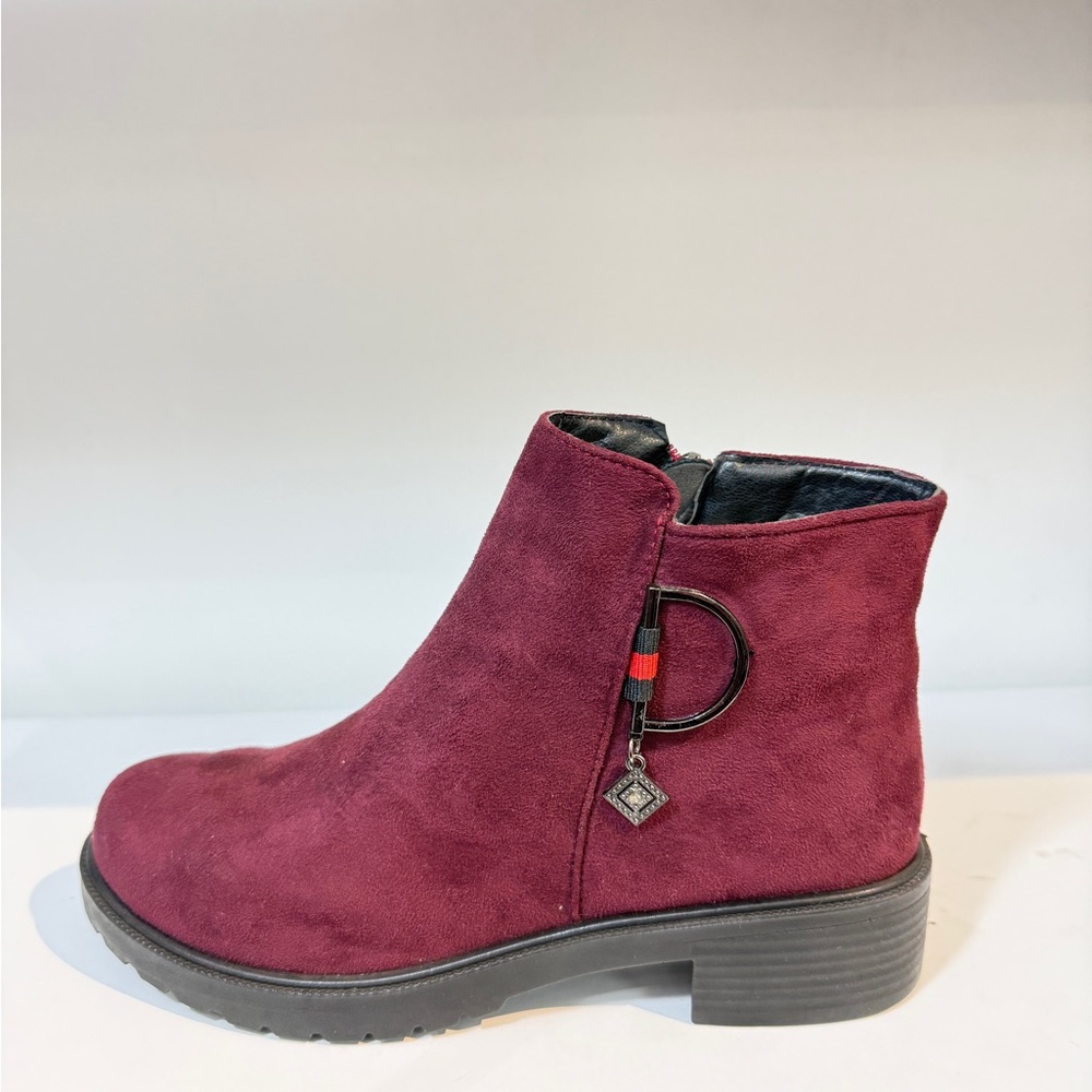 Wine Suede Ankle Boots8963